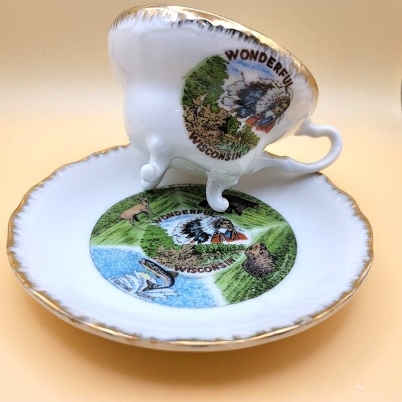 Vintage Fairway Japan Wonderful Wisconsin Souvenir Tea Cup & Saucer Set jj3657 - Picture 2 of 9
